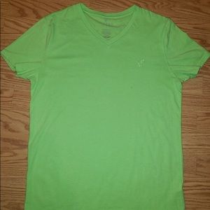 Large lime green American Eagle V-neck